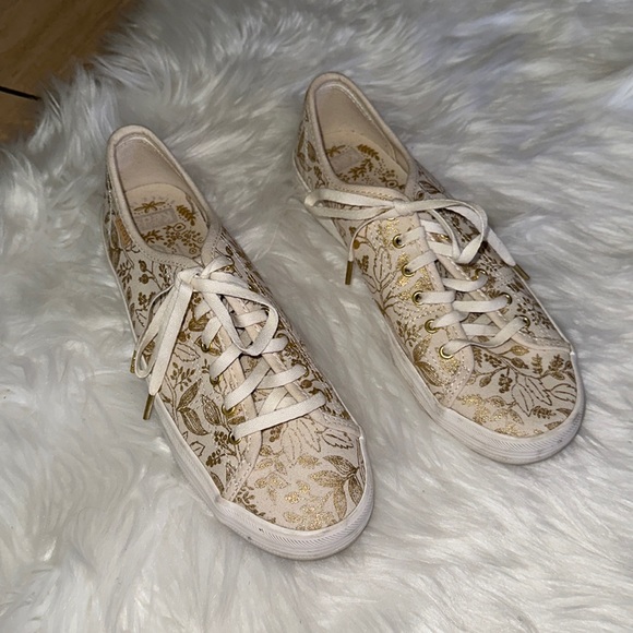 Keds x Riffle Paper Co. Gold and White Floral Sneakers - Picture 4 of 9